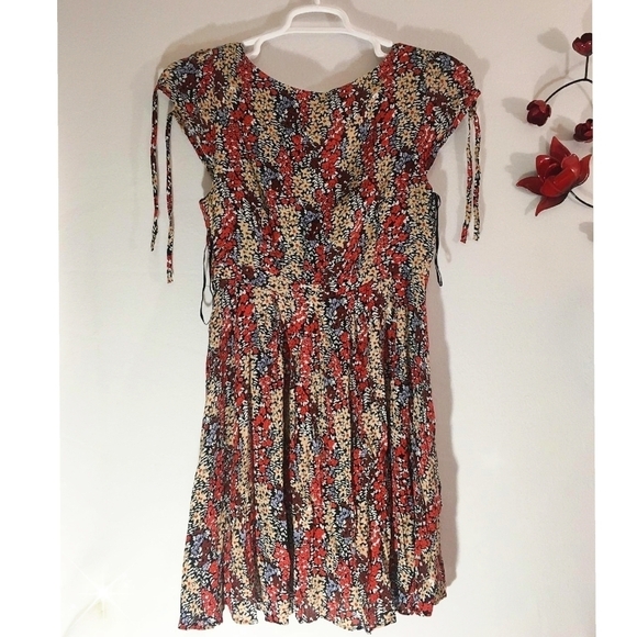 Free People Maroon Short Sleeve Mini A-Line Dress - Picture 5 of 5